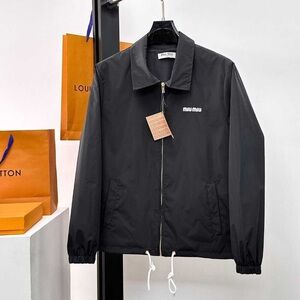 Men's Miu Miu Black Logo Embroidered Jacket Sz XL